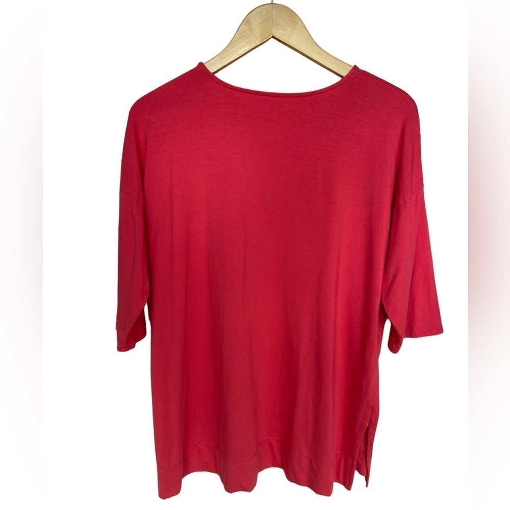 J.Jill women’s Luxe Supima cotton ballet 3/4 sleeve tunic red burgundy LP - Picture 3 of 7